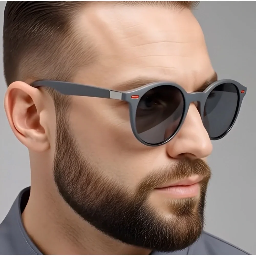 Unisex Polarized Sunglasses Frame Gray Black Red‎ Accents 2025 Luxury Eye Wear